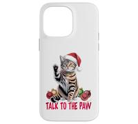 Funny Santa Cat Talk to The Paw empêtré dans la lumière de Coque pour iPhone 14 Pro Max