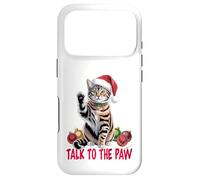 Funny Santa Cat Talk to The Paw empêtré dans la lumière de Coque pour iPhone 17 Pro