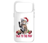 Funny Santa Cat Talk to The Paw empêtré dans la lumière de Coque pour iPhone 17 Pro Max