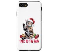Funny Santa Cat Talk to The Paw empêtré dans la lumière de Coque pour iPhone SE (2020) / 7/8