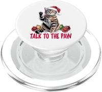 Funny Santa Cat Talk to The Paw empêtré dans la lumière de PopSockets PopGrip pour MagSafe
