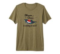 Funny Santa Christmas Manta Claus is Coming Manta Ray Lover T-Shirt Haut de Gamme