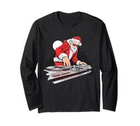 Funny Santa Clause DJ, Christmas Musician Team Santa Graphic Manche Longue