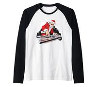 Funny Santa Clause DJ, Christmas Musician Team Santa Graphic Manche Raglan
