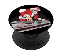 Funny Santa Clause DJ, Christmas Musician Team Santa Graphic PopSockets PopGrip Adhésif