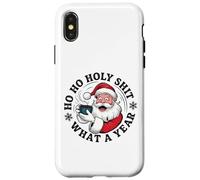Funny Santa Coffee Christmas - Ho Ho Holy Wow Wow Wow What a Year Coque pour iPhone X/XS