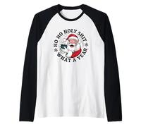 Funny Santa Coffee Christmas - Ho Ho Holy Wow Wow Wow What a Year Manche Raglan