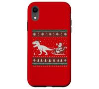 Funny Santa Sleigh Riding Dinosaur T-Rex Christmas Costume Coque pour iPhone XR