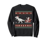 Funny Santa Sleigh Riding Dinosaur T-Rex Christmas Costume Sweatshirt