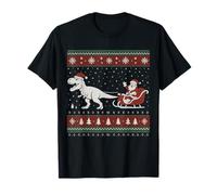 Funny Santa Sleigh Riding Dinosaur T-Rex Christmas Costume T-Shirt