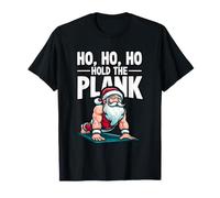 Funny Santa Workout Christmas Fitness Ho Ho Hold The Plank T-Shirt