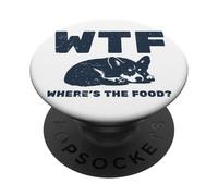 Funny Sarcastic WTF - Where's The Food Cute Corgi Dog Lover PopSockets PopGrip Adhésif