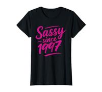 Funny Sassy Since 1997 Retro Mama Wife Sass Queen Hot Pink T-Shirt