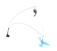 Funny Sauu Gat Teaser Bâton Todee Tode de Recevoir de L'acier pour Les Chats de âges - Gardez Vigoureusement - Assemblage Simple et Utilisation (Poisson Volant Bleu et Souris Grise)