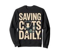 Funny Saving Cats Daily Vet Tech Amoureux des Chats Sweatshirt