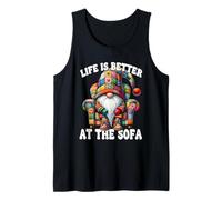 Funny Saying For Men Life Is Better At The Sofa Hippie Gnome Débardeur