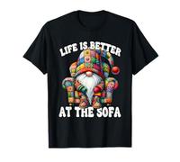 Funny Saying For Men Life Is Better At The Sofa Hippie Gnome T-Shirt