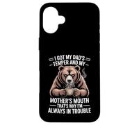 Funny Saying Got Dad's Temper Mom's Mouth Ours Café Coque pour iPhone 16 Plus