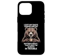 Funny Saying Got Dad's Temper Mom's Mouth Ours Café Coque pour iPhone 16 Pro Max