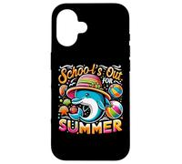 Funny Schools Out for Summer Teacher Kid Girls Cute Dolphin Coque pour iPhone 16