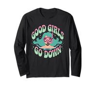 Funny Scuba Diving Ocean Diver Good Girls Go Down Dive Team Manche Longue