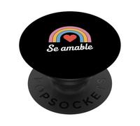 Funny Se Amable Cœur Arc-en-Ciel Inscription Minimaliste PopSockets PopGrip Adhésif