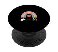 Funny Se Amable Cœur Arc-en-Ciel Inscription Minimaliste PopSockets PopGrip Adhésif