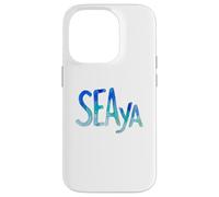 Funny Sea Ya Sea Glass Watercolor Cute Beach Lovers Coque pour iPhone 14 Pro