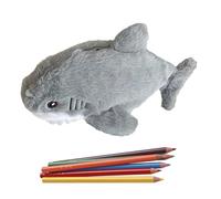 Funny Shark Design Plush Stationery Organisateur - Trousse à crayons de dessin animé super douce avec grande capacité, jolie trousse à crayons à fermeture éclair | Fournitures scolaires pour étudiants