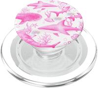 Funny Shark Head Hammerhead Shark Cute Pink Shark Pattern PopSockets PopGrip pour MagSafe