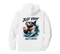 Funny Shark Lover Vibes But I Bite Beach Party Shark Summer Sweat à Capuche