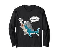 Funny Shark & Manatee Aucun ami nécessaire Lovers de blagues solitaires Manche Longue