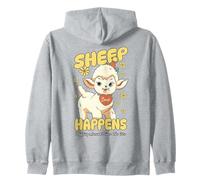 Funny Sheep Happens Retro 60s Agneau Vintage Animal Pun Art Sweat à Capuche