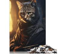 Funny Shinobi Ninja Cat Puzzles 1000 Pièces Cadeau Unique Jeu Éducatif Challenge Toy À De Qualité Supérieure Peinture Art pour Adultes Et Enfants 1000pcs (75x50cm)