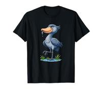 Funny Shoebill Cigogne Debout avec Poisson Dessin animé T-Shirt