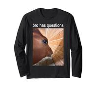 Funny Side Eye Horse Meme Bro a des Questions Manche Longue
