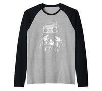 Funny Singing Opossum Trio Retro Boombox Music Manche Raglan