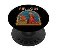 Funny Sir Loin Medieval Knight Meme Sirloin Pun Rennaisance PopSockets PopGrip Adhésif