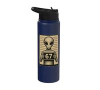 Funny Six Seven Meme 67 Alien Mugshot Viral Internet Trend Stainless Steel Insulated Water Bottle