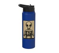 Funny Six Seven Meme 67 Alien Mugshot Viral Internet Trend Stainless Steel Insulated Water Bottle