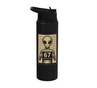 Funny Six Seven Meme 67 Alien Mugshot Viral Internet Trend Stainless Steel Insulated Water Bottle