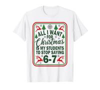 Funny Six Seven Students Christmas 67 Meme Gen Alpha Slang T-Shirt