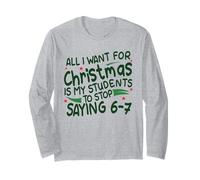 Funny Six Seven Teacher Christmas 67 Meme Gen Alpha Slang Manche Longue