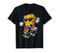 Funny Skateboarding Cheese Cartoon Quirky Skater Humor T-Shirt