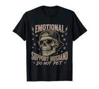 Funny Skull Emotional Support Husband Do Not Pet Mens T-Shirt