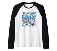 Funny Sleep Quote Life is Better in Pajamas GNOME Mom & Dad Manche Raglan