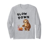 Funny Sloth and Snail Hilarious Slow Down Sloth Meme Manche Longue