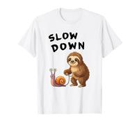 Funny Sloth and Snail Hilarious Slow Down Sloth Meme T-Shirt