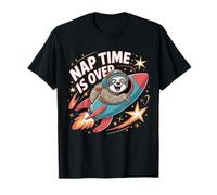 Funny Sloth Rocket Nap Time Is Over Space Cute Space Animal T-Shirt