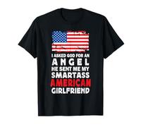 Funny Smartass American Girlfriend America USA Flag Heritage T-Shirt